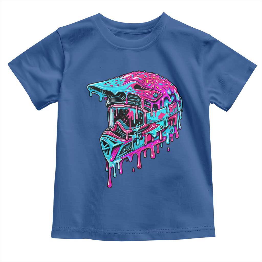 Motocross Helmet Drip Ice Cream Melt Graphic Dirt Bike Racing Toddler T Shirt