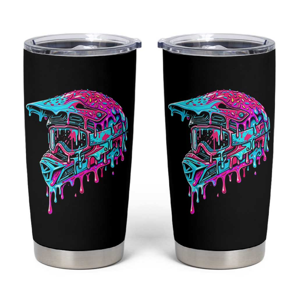 Motocross Helmet Drip Ice Cream Melt Graphic Dirt Bike Racing Tumbler Cup