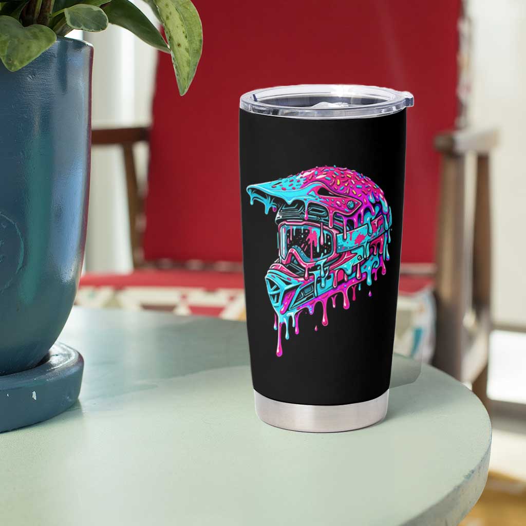 Motocross Helmet Drip Ice Cream Melt Graphic Dirt Bike Racing Tumbler Cup