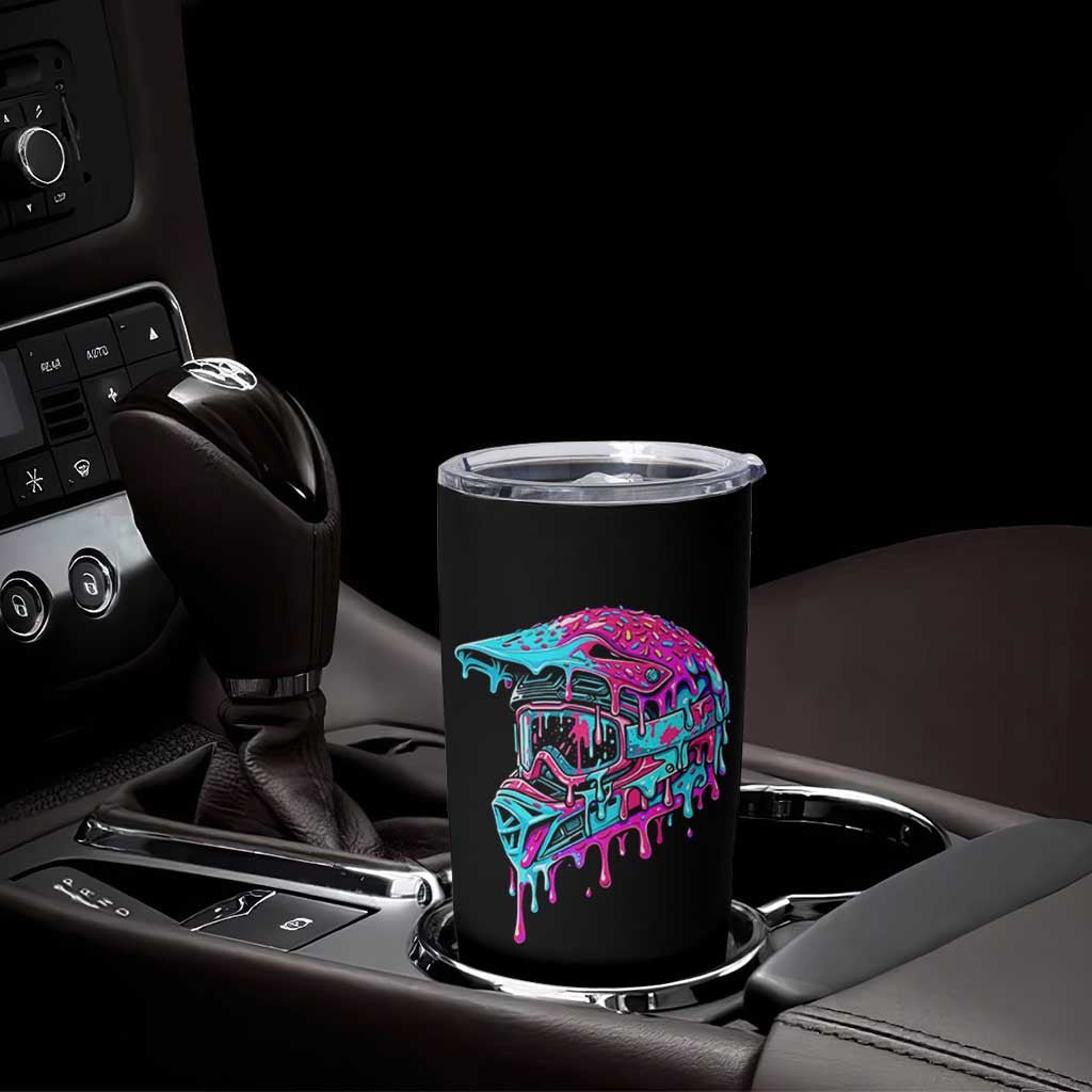 Motocross Helmet Drip Ice Cream Melt Graphic Dirt Bike Racing Tumbler Cup