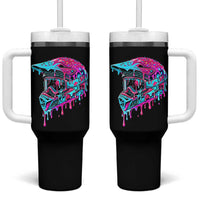 Motocross Helmet Drip Ice Cream Melt Graphic Dirt Bike Racing Tumbler With Handle