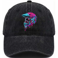 Motocross Helmet Drip Ice Cream Melt Graphic Dirt Bike Racing Washed Cotton Baseball Cap
