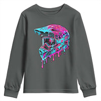 Motocross Helmet Drip Ice Cream Melt Graphic Dirt Bike Racing Youth Sweatshirt