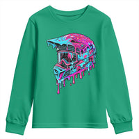 Motocross Helmet Drip Ice Cream Melt Graphic Dirt Bike Racing Youth Sweatshirt