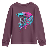 Motocross Helmet Drip Ice Cream Melt Graphic Dirt Bike Racing Youth Sweatshirt