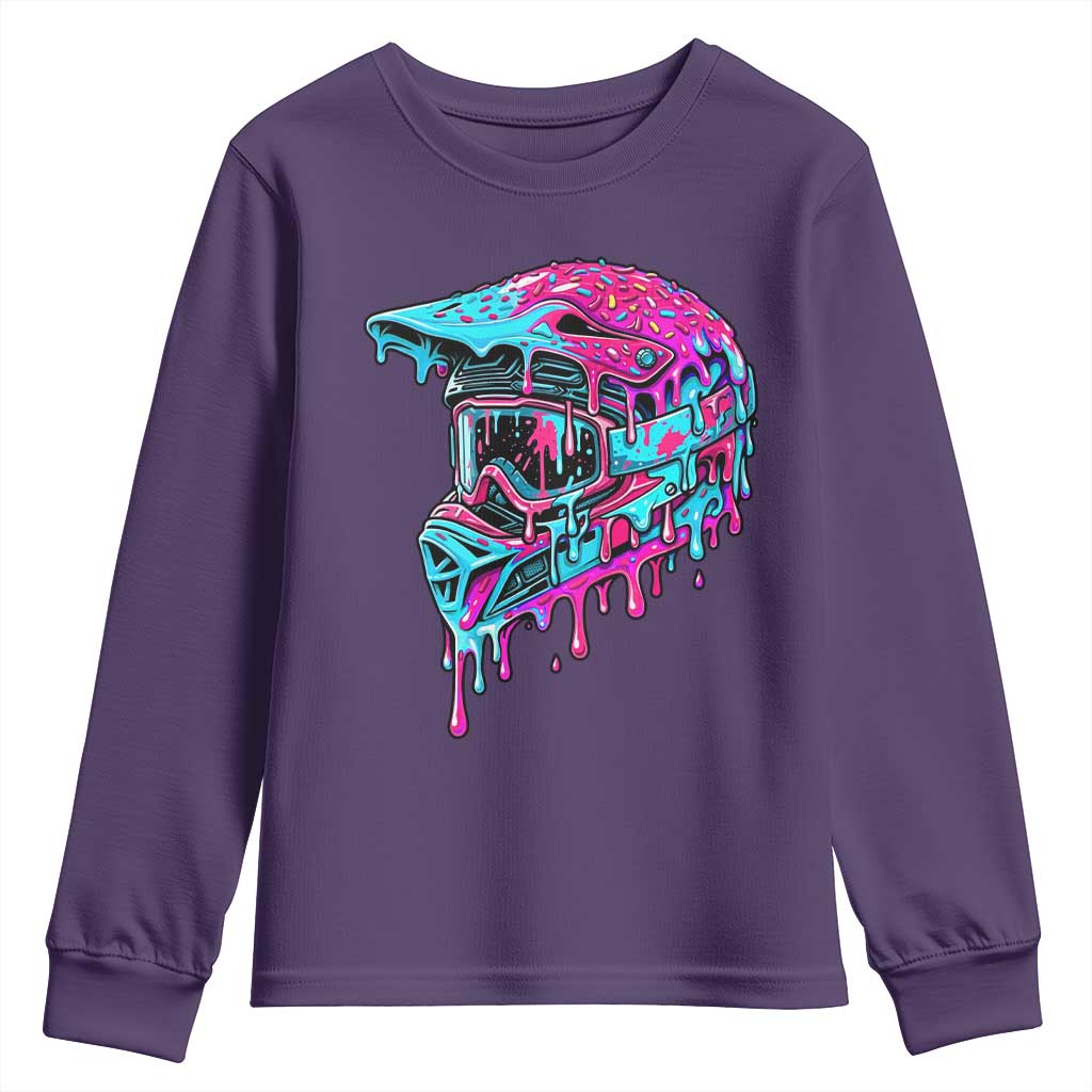 Motocross Helmet Drip Ice Cream Melt Graphic Dirt Bike Racing Youth Sweatshirt