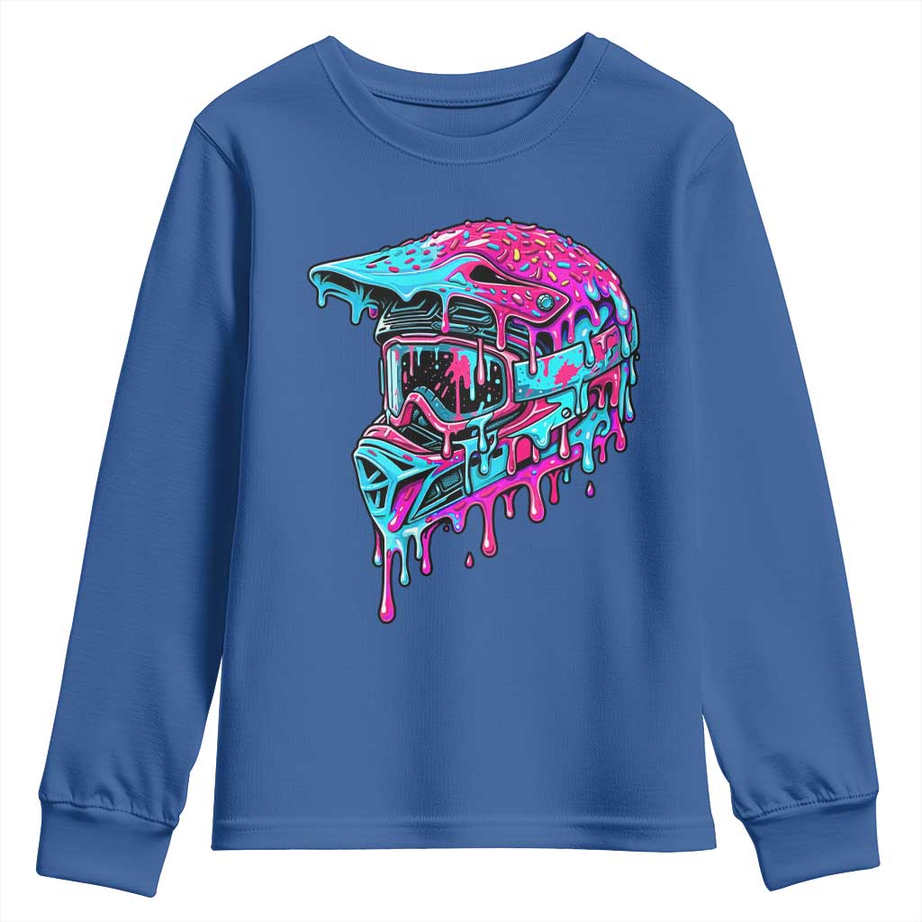 Motocross Helmet Drip Ice Cream Melt Graphic Dirt Bike Racing Youth Sweatshirt