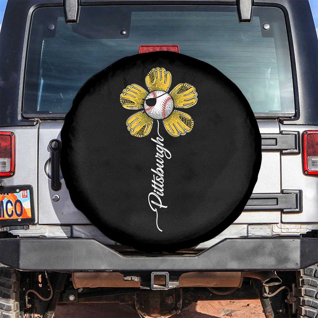 Pittsburgh Sport Retro Baseball Flower Spare Tire Cover Funny Game Day