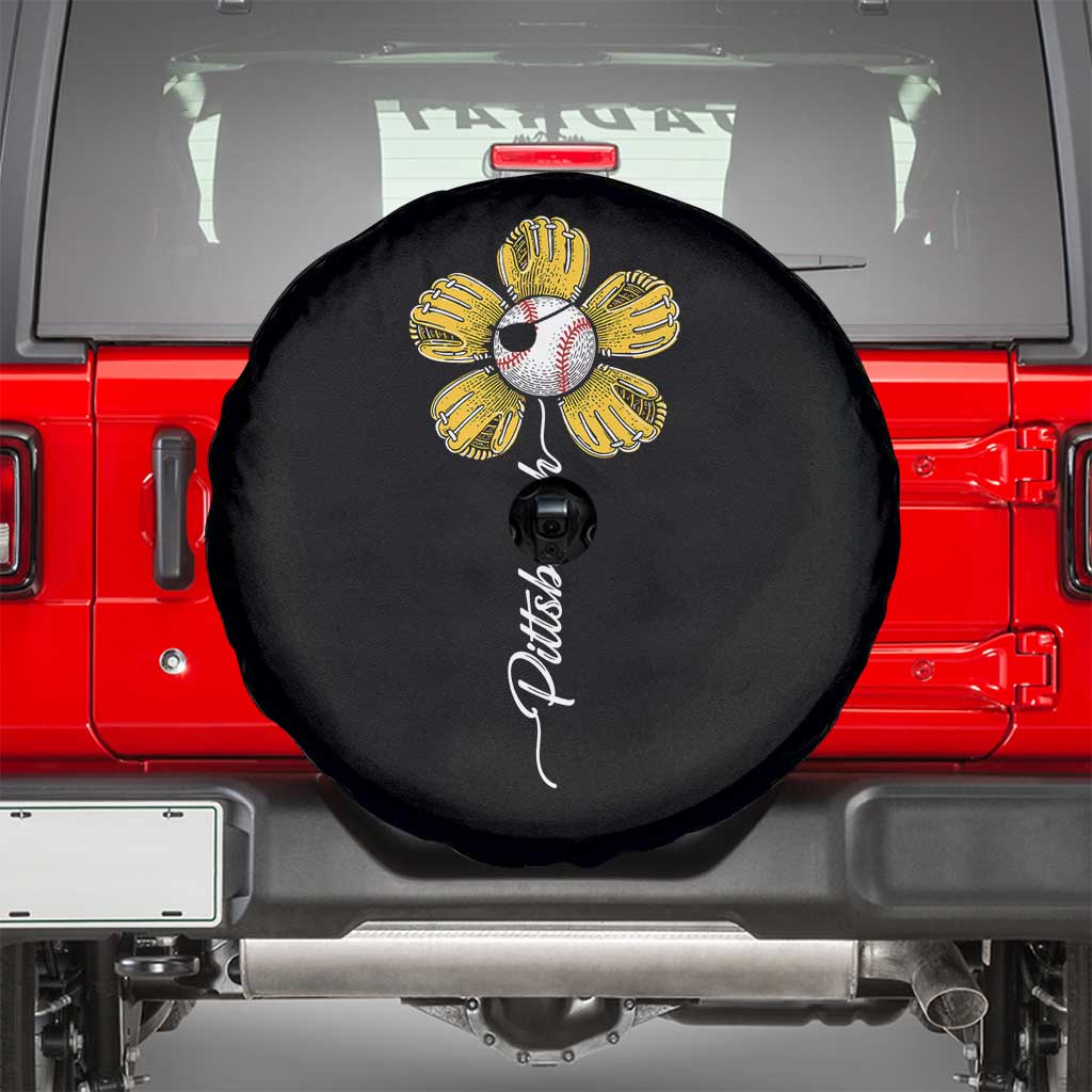 Pittsburgh Sport Retro Baseball Flower Spare Tire Cover Funny Game Day