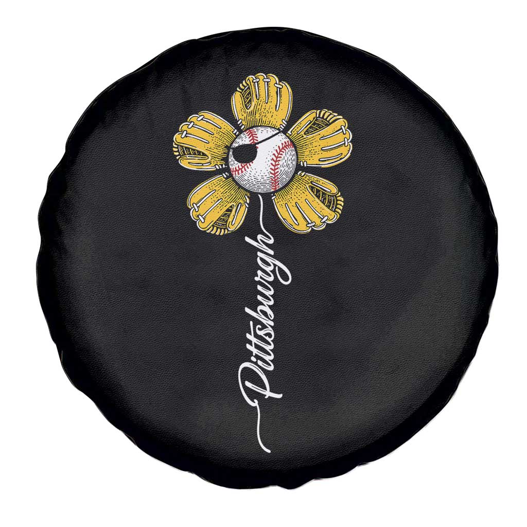 Pittsburgh Sport Retro Baseball Flower Spare Tire Cover Funny Game Day