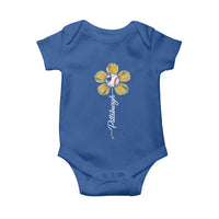 Pittsburgh Sport Retro Baseball Flower Baby Onesie Funny Game Day