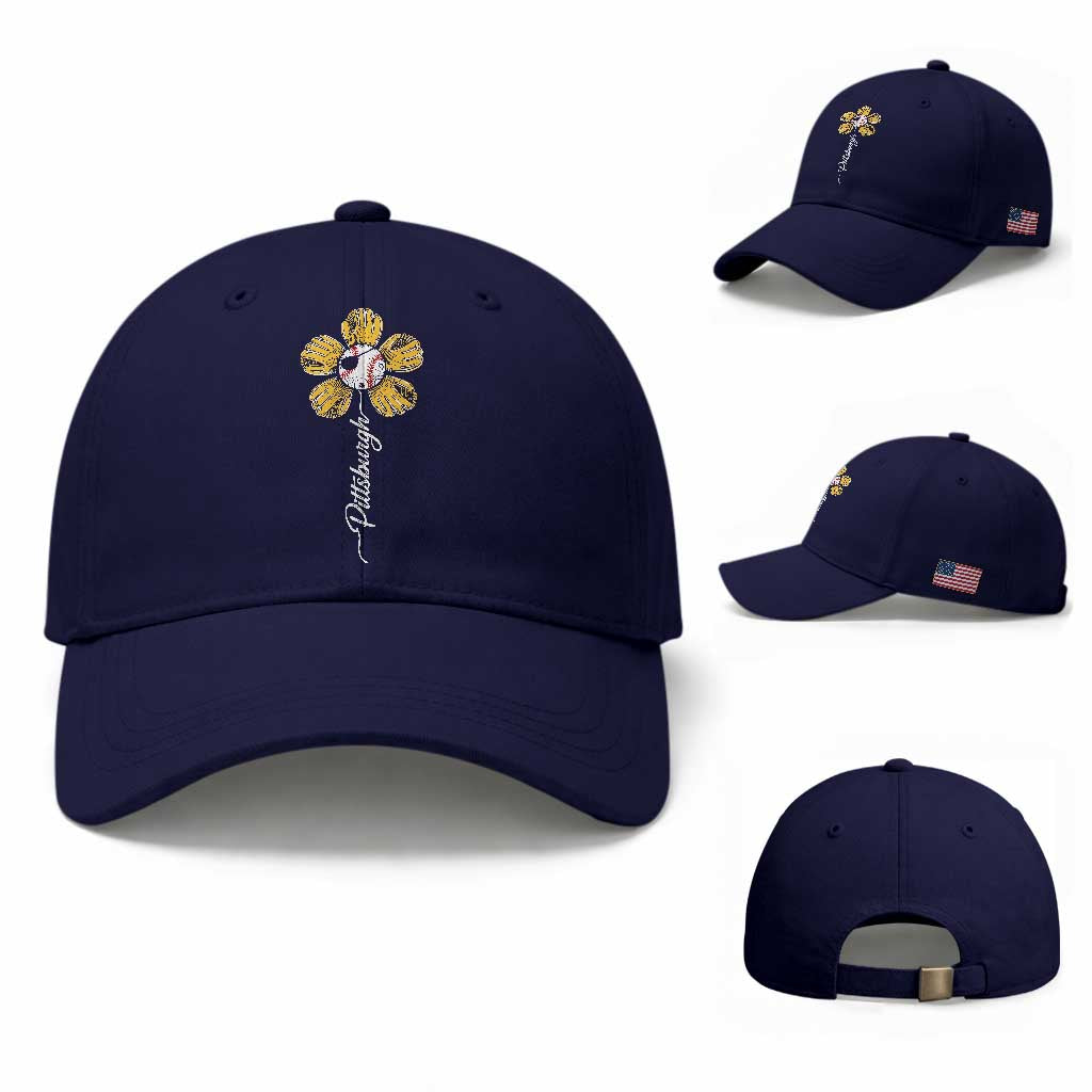 Pittsburgh Sport Retro Baseball Flower Baseball Cap Funny Game Day