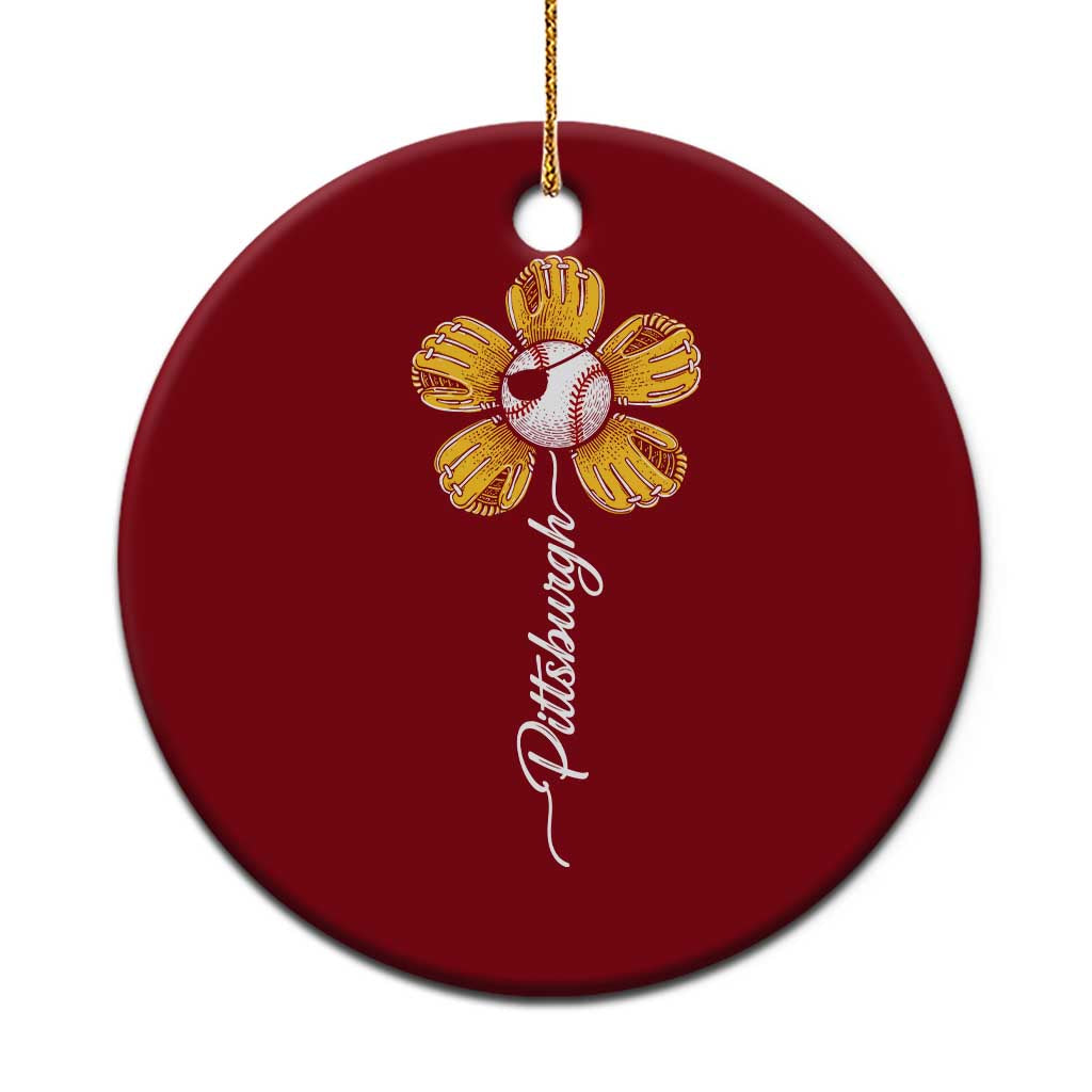 Pittsburgh Sport Retro Baseball Flower Ceramic Ornament Funny Game Day