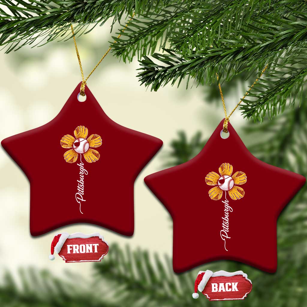 Pittsburgh Sport Retro Baseball Flower Ceramic Ornament Funny Game Day