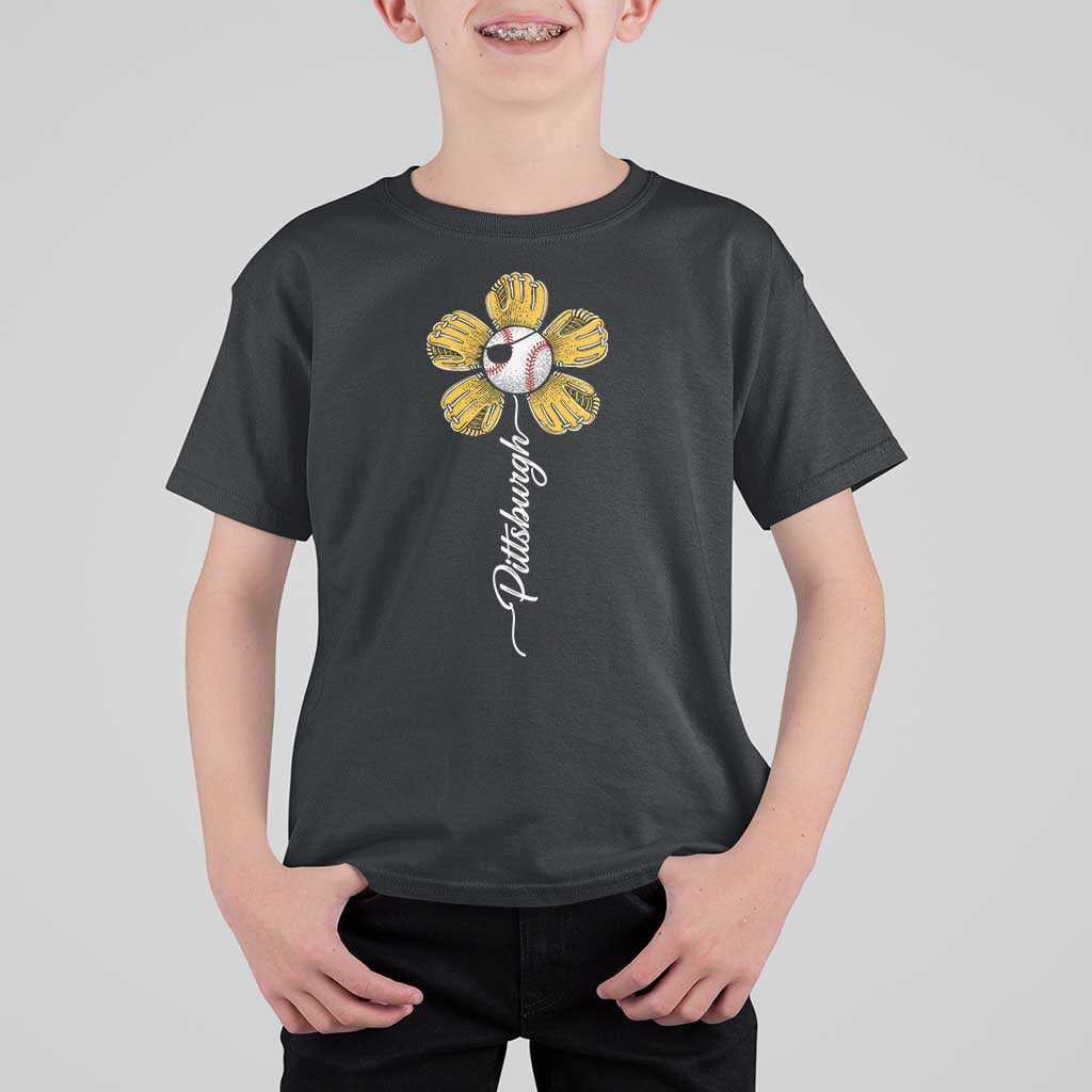 Pittsburgh Sport Retro Baseball Flower T Shirt For Kid Funny Game Day