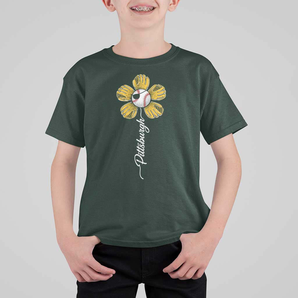 Pittsburgh Sport Retro Baseball Flower T Shirt For Kid Funny Game Day