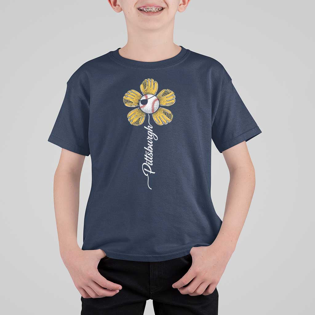 Pittsburgh Sport Retro Baseball Flower T Shirt For Kid Funny Game Day