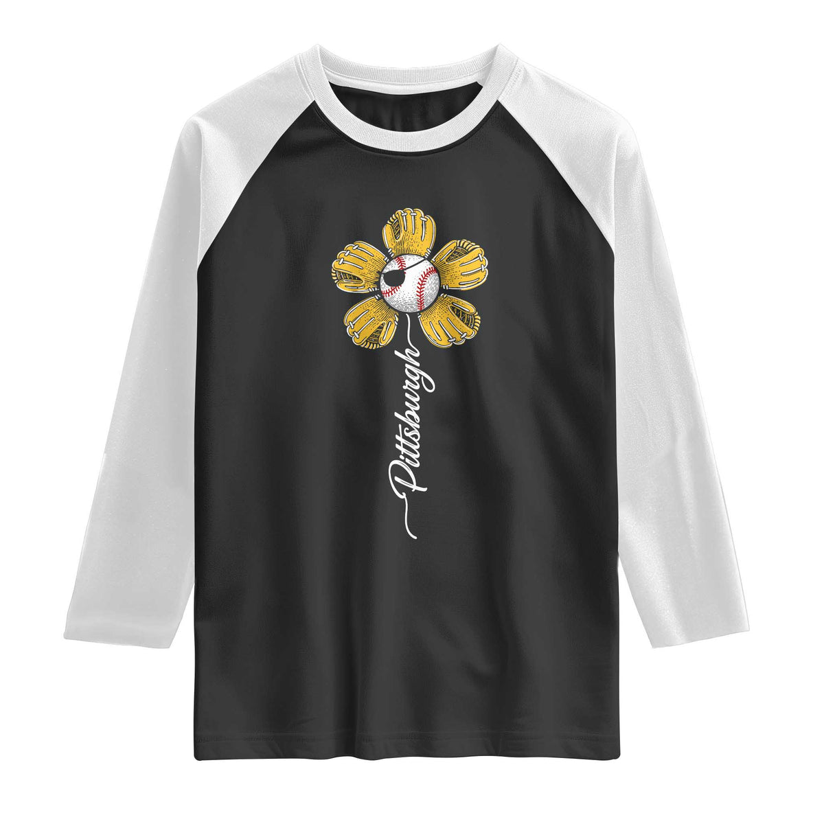 Pittsburgh Sport Retro Baseball Flower Raglan Shirt Funny Game Day