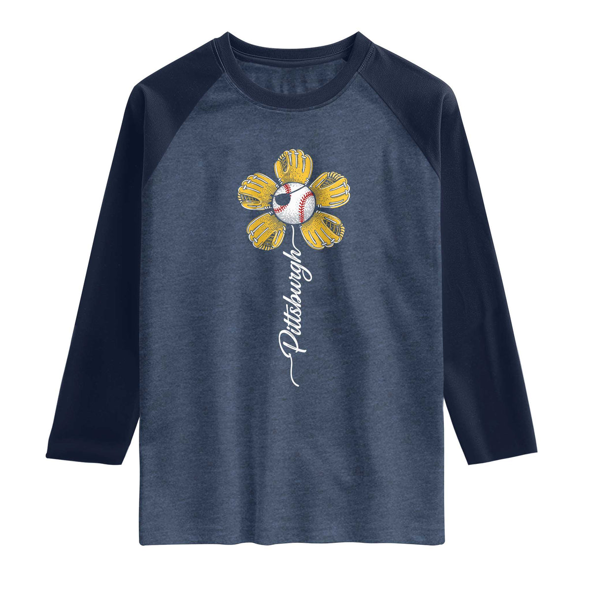 Pittsburgh Sport Retro Baseball Flower Raglan Shirt Funny Game Day