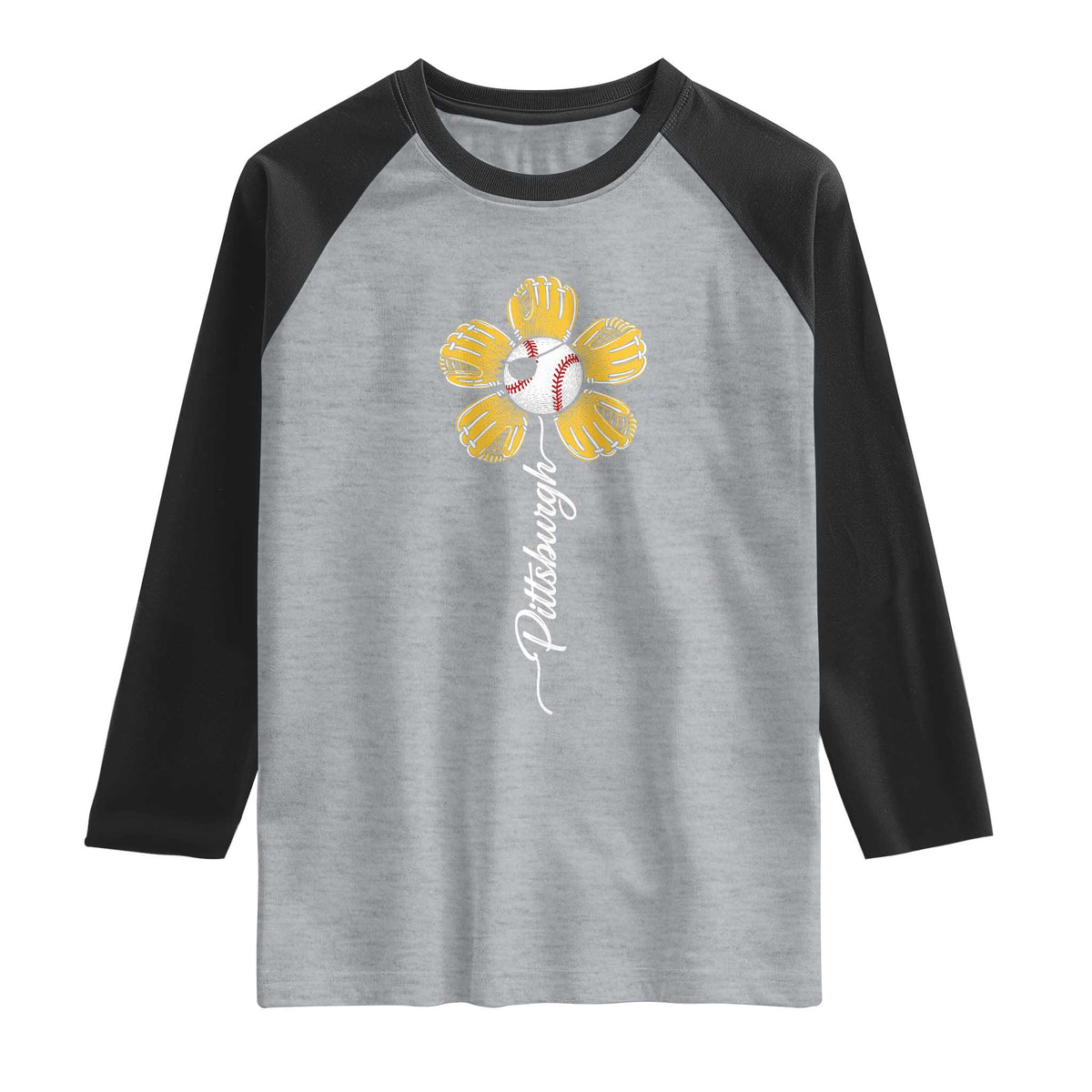 Pittsburgh Sport Retro Baseball Flower Raglan Shirt Funny Game Day