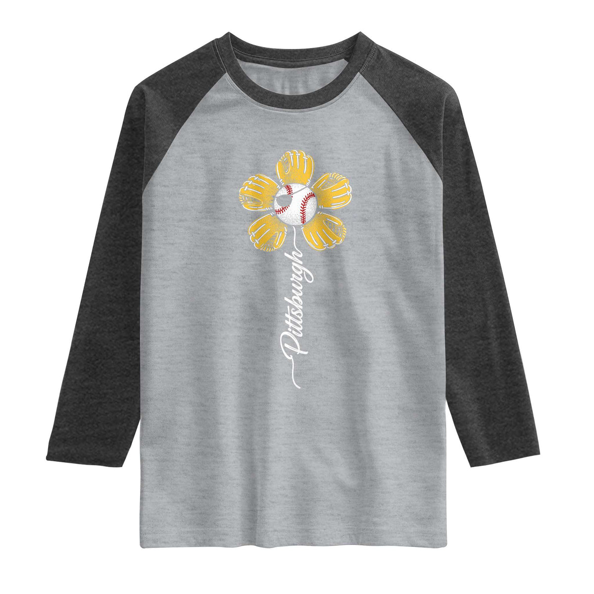 Pittsburgh Sport Retro Baseball Flower Raglan Shirt Funny Game Day