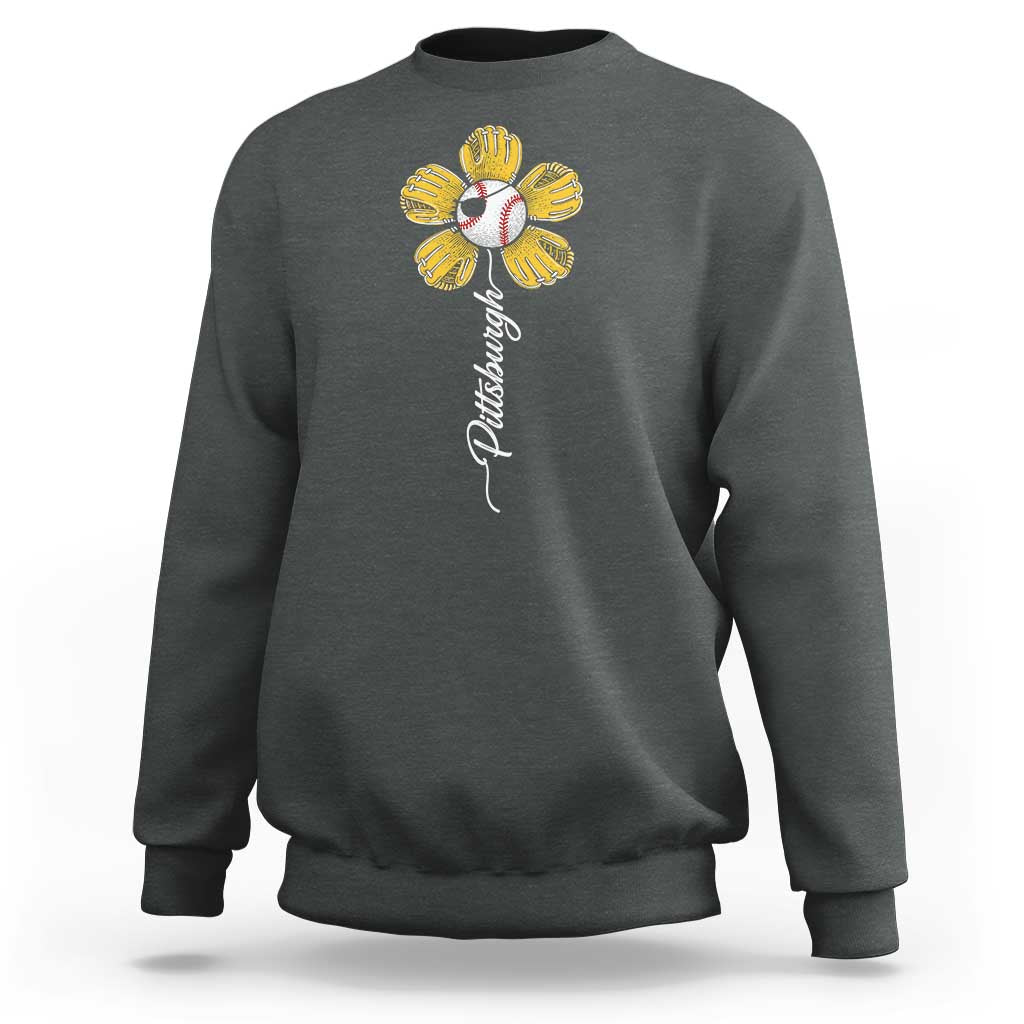 Pittsburgh Sport Retro Baseball Flower Sweatshirt Funny Game Day