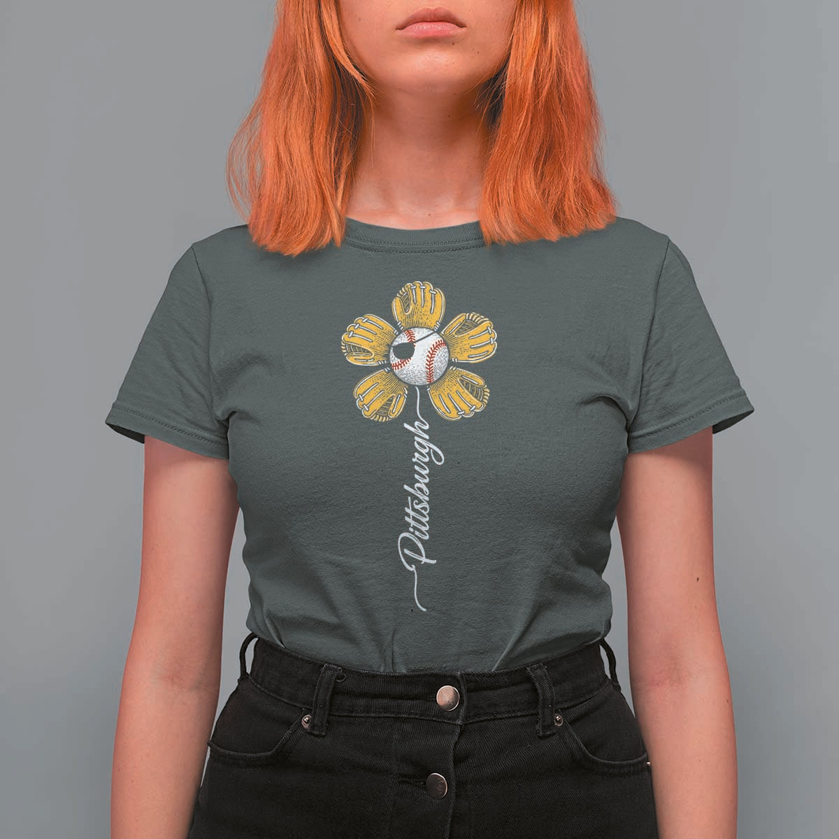 Pittsburgh Sport Retro Baseball Flower T Shirt For Women Funny Game Day