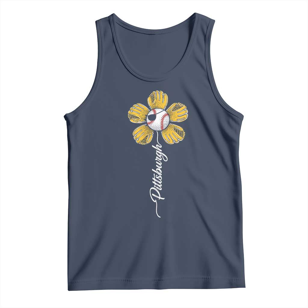 Pittsburgh Sport Retro Baseball Flower Tank Top Funny Game Day