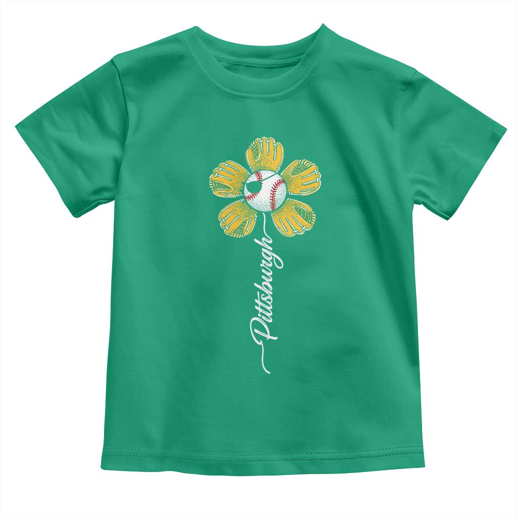 Pittsburgh Sport Retro Baseball Flower Toddler T Shirt Funny Game Day