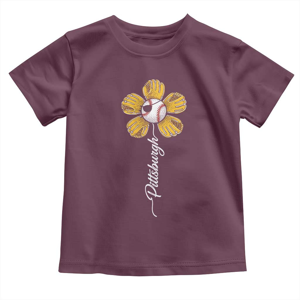Pittsburgh Sport Retro Baseball Flower Toddler T Shirt Funny Game Day