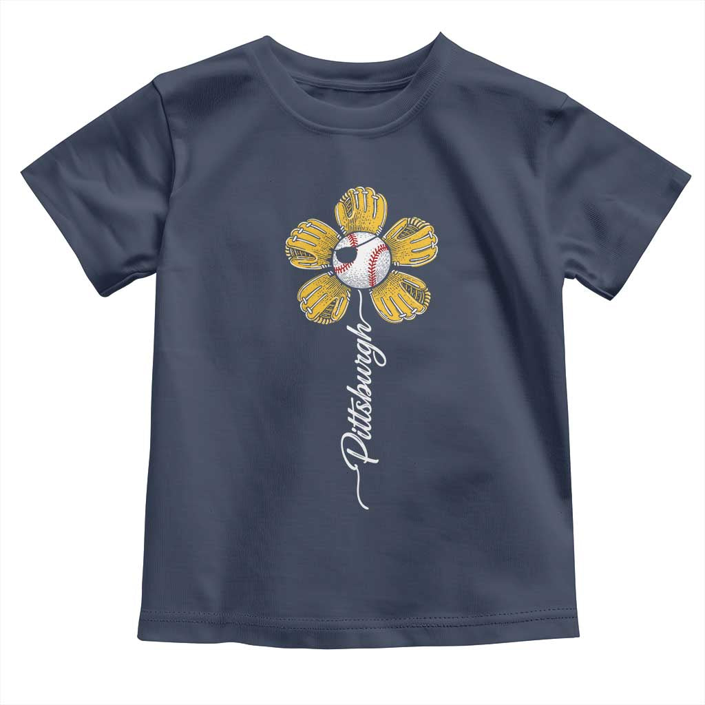 Pittsburgh Sport Retro Baseball Flower Toddler T Shirt Funny Game Day