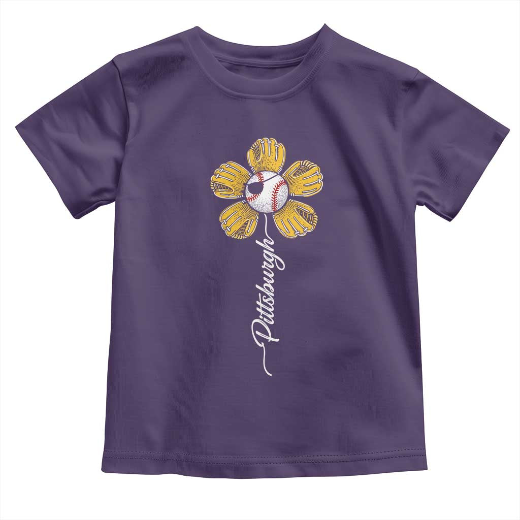 Pittsburgh Sport Retro Baseball Flower Toddler T Shirt Funny Game Day