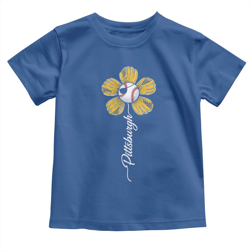 Pittsburgh Sport Retro Baseball Flower Toddler T Shirt Funny Game Day