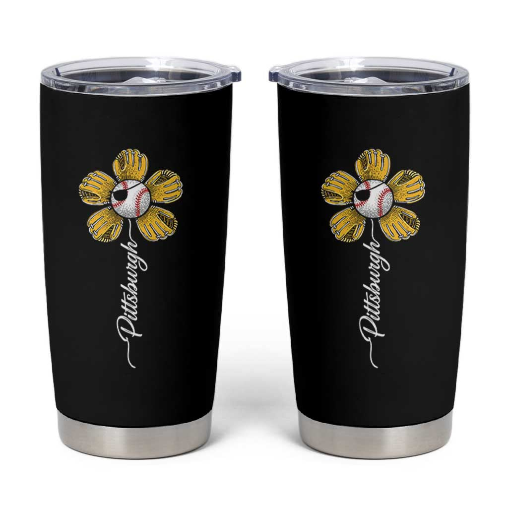 Pittsburgh Sport Retro Baseball Flower Tumbler Cup Funny Game Day