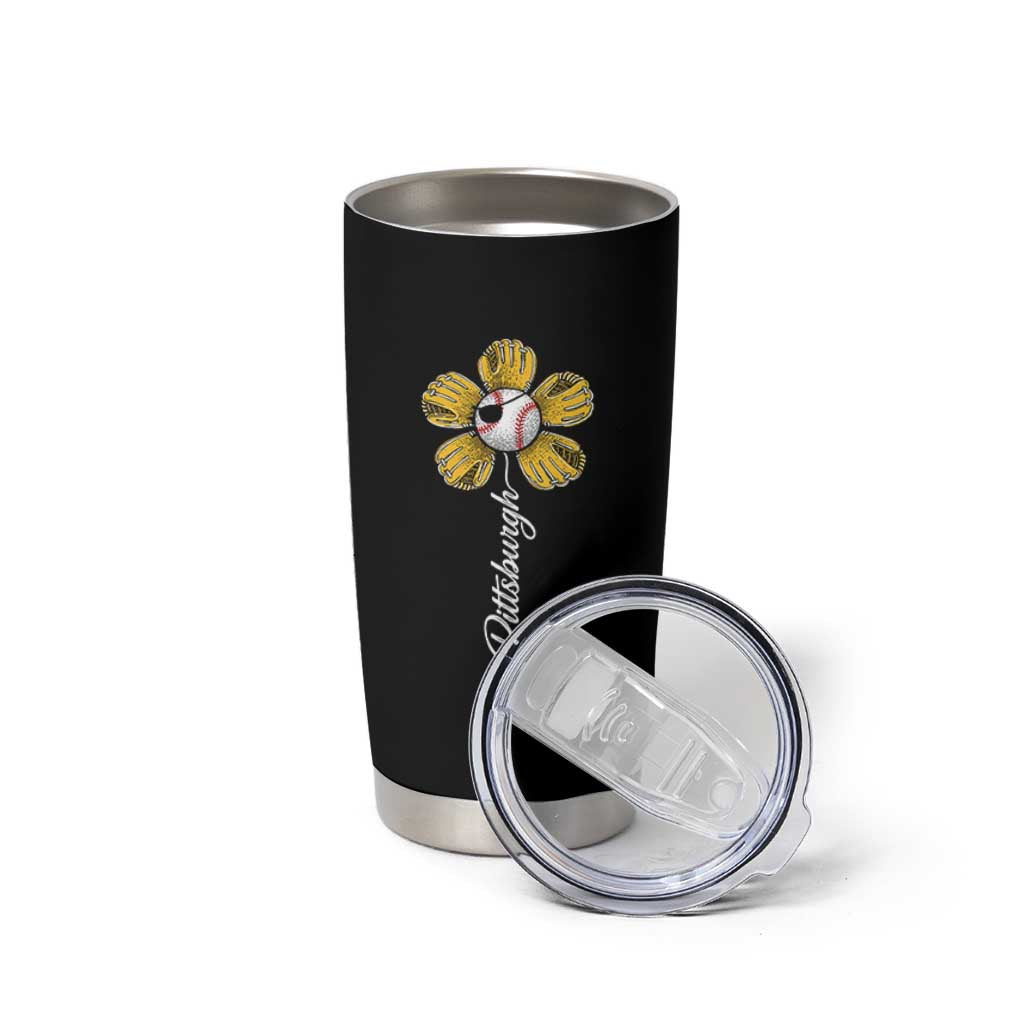 Pittsburgh Sport Retro Baseball Flower Tumbler Cup Funny Game Day