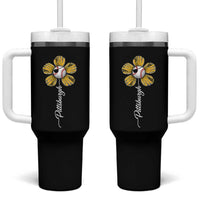 Pittsburgh Sport Retro Baseball Flower Tumbler With Handle Funny Game Day