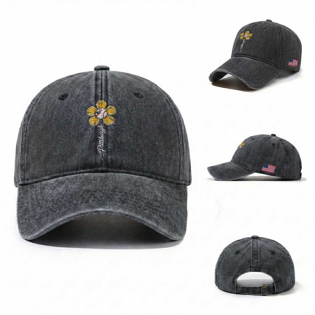 Pittsburgh Sport Retro Baseball Flower Washed Cotton Baseball Cap Funny Game Day