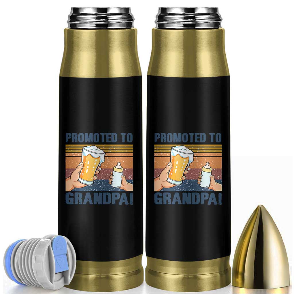 Promoted To Grandpa Bullet Tumbler Retro Vintage Beer Baby Milk Bottle Funny Father's Day - Wonder Print Shop