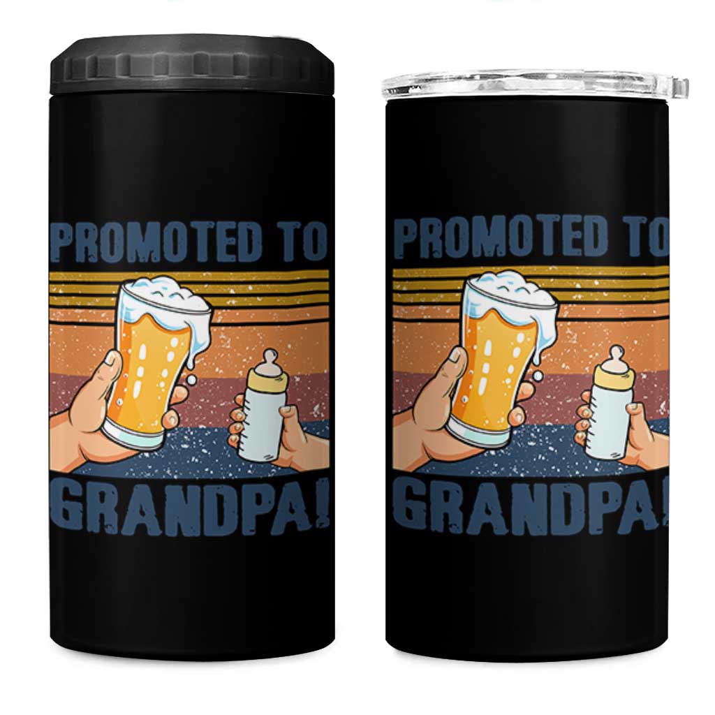 Promoted To Grandpa 4 in 1 Can Cooler Tumbler Retro Vintage Beer Baby Milk Bottle Funny Father's Day - Wonder Print Shop