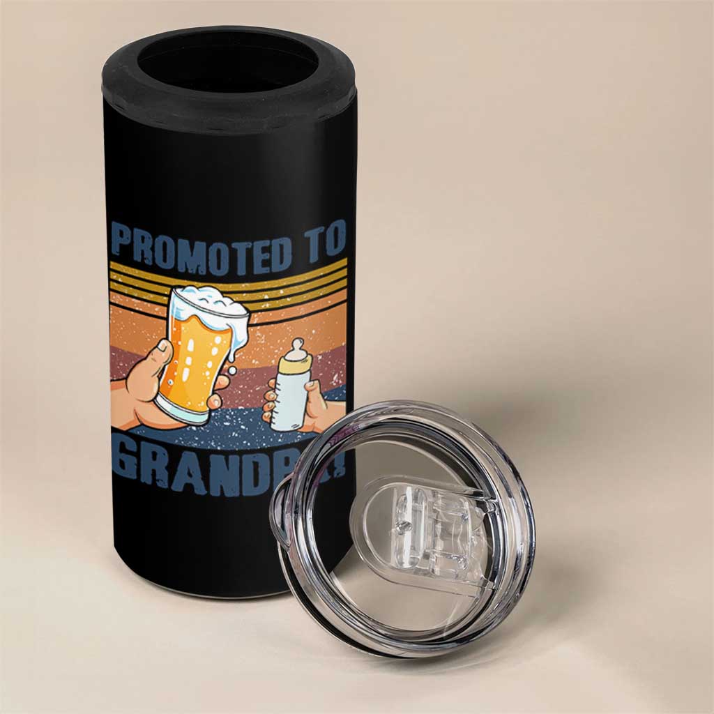 Promoted To Grandpa 4 in 1 Can Cooler Tumbler Retro Vintage Beer Baby Milk Bottle Funny Father's Day - Wonder Print Shop
