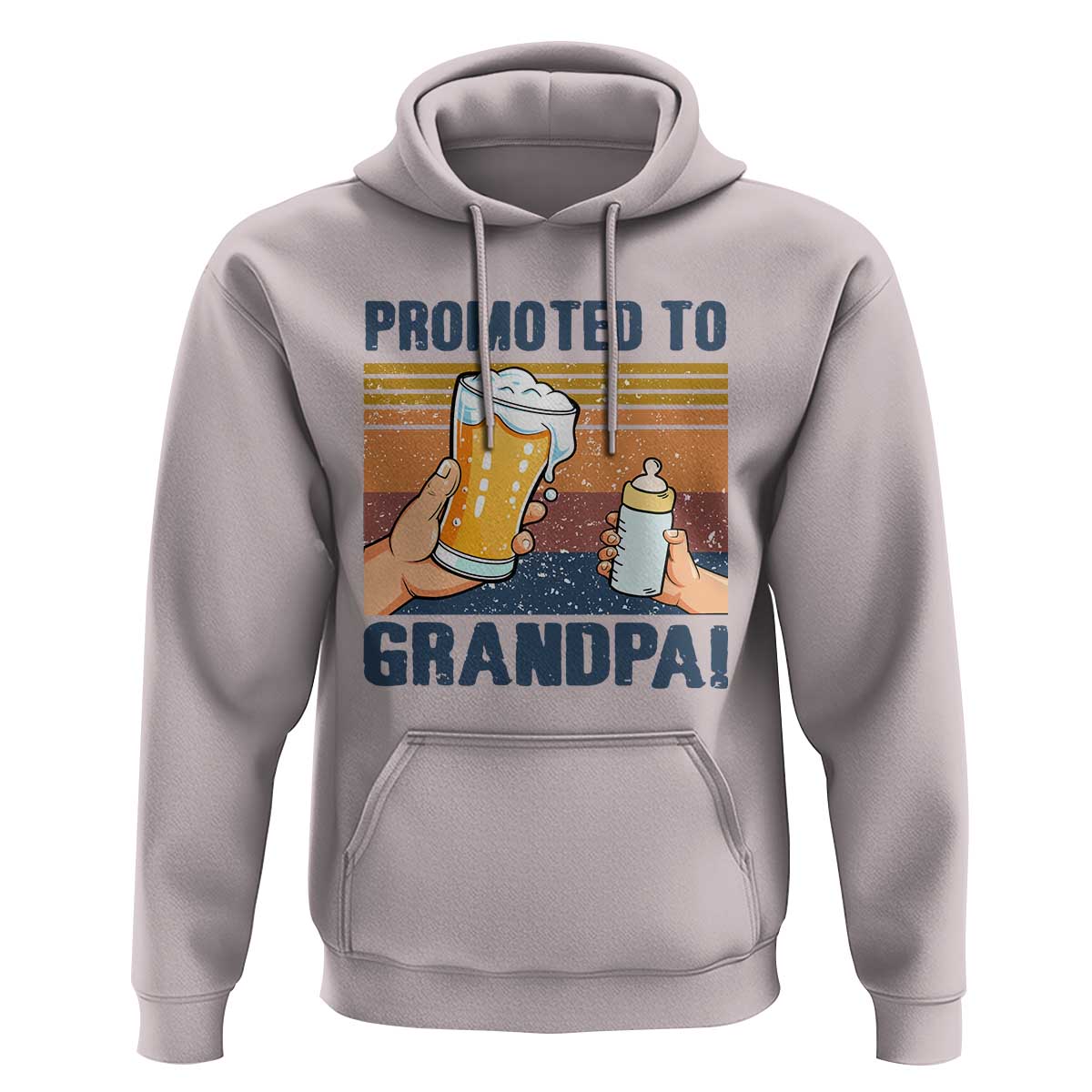 Promoted To Grandpa Hoodie Retro Vintage Beer Baby Milk Bottle Funny Father's Day - Wonder Print Shop