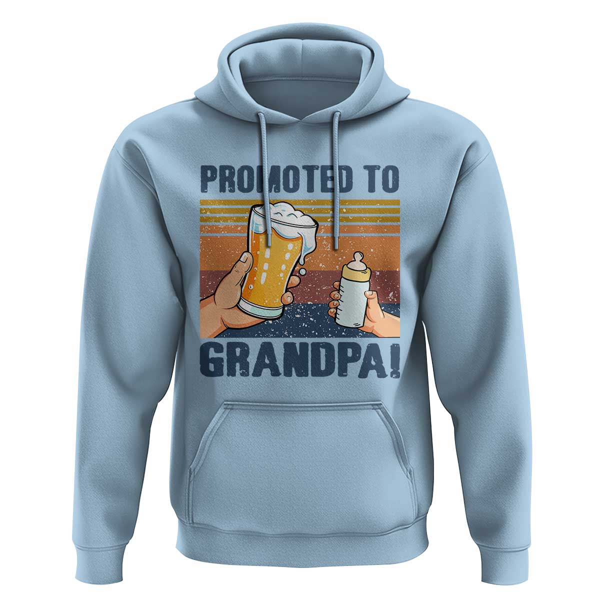 Promoted To Grandpa Hoodie Retro Vintage Beer Baby Milk Bottle Funny Father's Day - Wonder Print Shop
