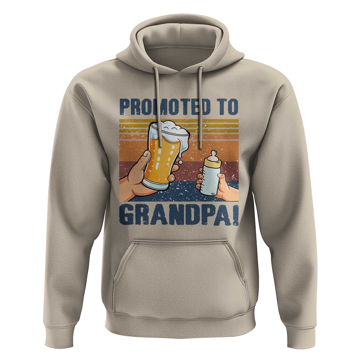 Promoted To Grandpa Hoodie Retro Vintage Beer Baby Milk Bottle Funny Father's Day - Wonder Print Shop