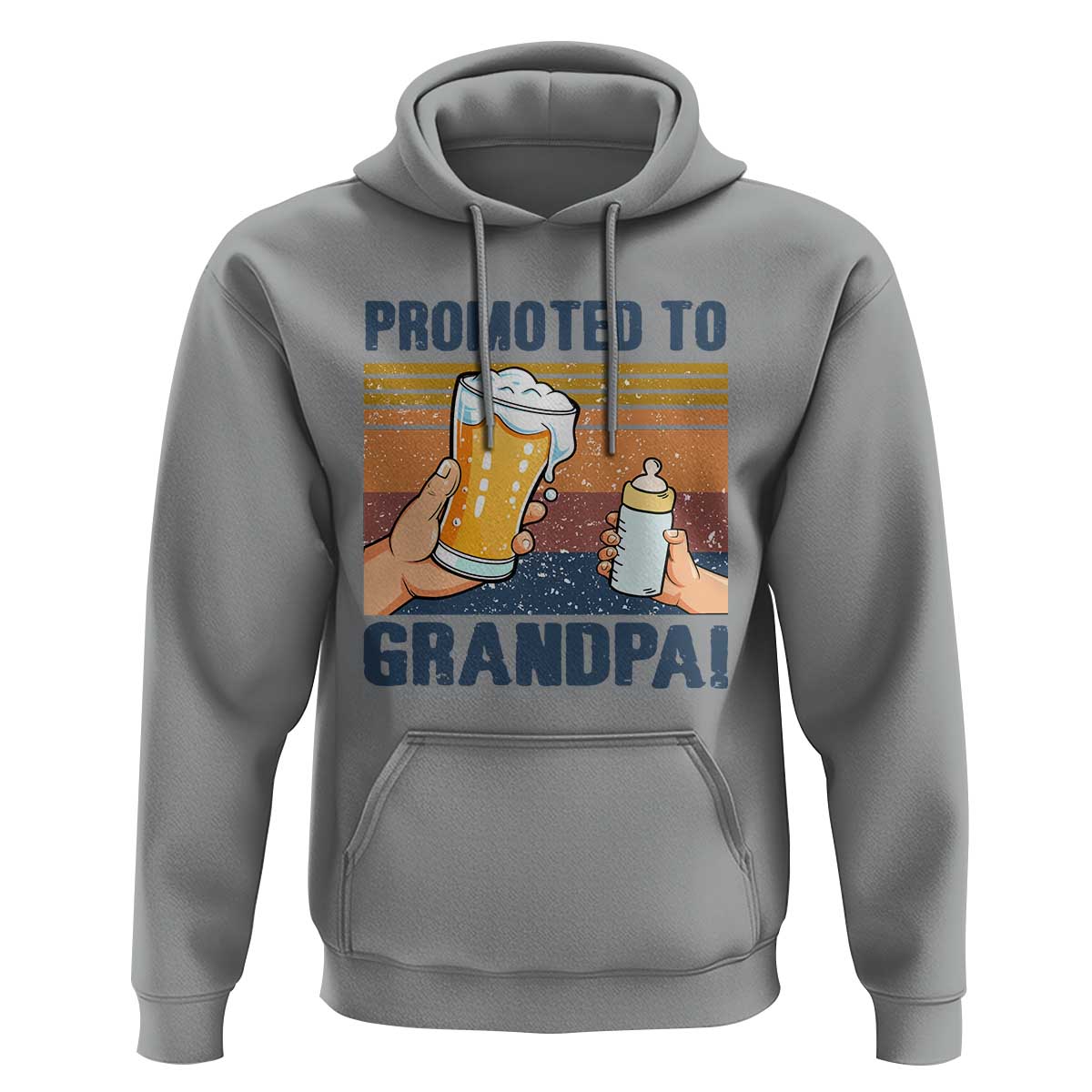 Promoted To Grandpa Hoodie Retro Vintage Beer Baby Milk Bottle Funny Father's Day - Wonder Print Shop