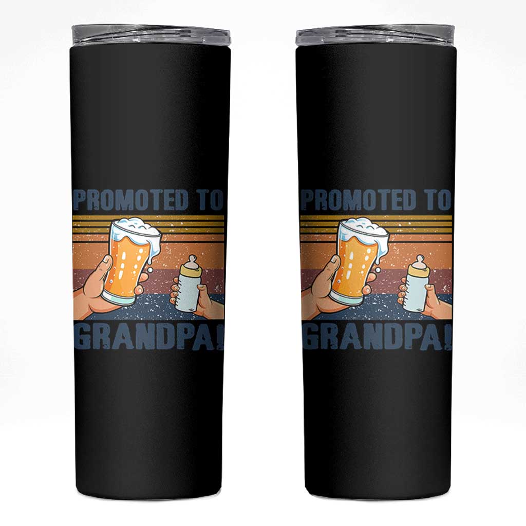 Promoted To Grandpa Skinny Tumbler Retro Vintage Beer Baby Milk Bottle Funny Father's Day - Wonder Print Shop
