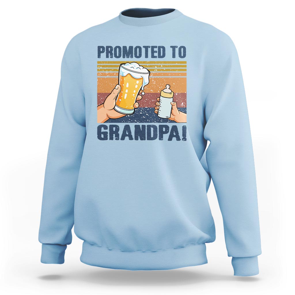 Promoted To Grandpa Sweatshirt Retro Vintage Beer Baby Milk Bottle Funny Father's Day - Wonder Print Shop