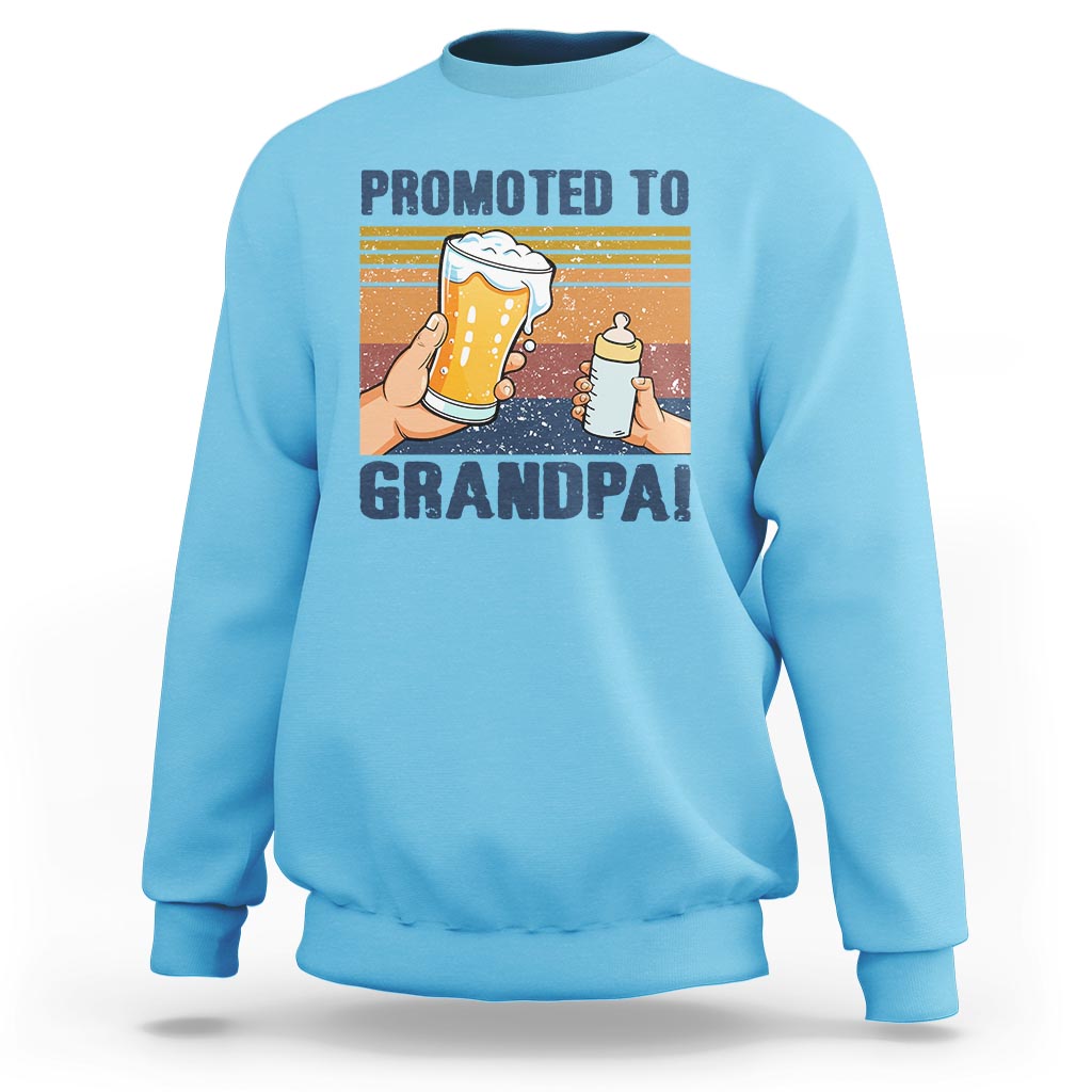 Promoted To Grandpa Sweatshirt Retro Vintage Beer Baby Milk Bottle Funny Father's Day - Wonder Print Shop