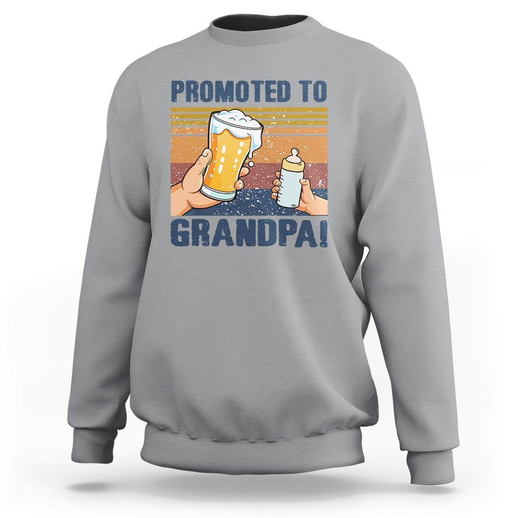 Promoted To Grandpa Sweatshirt Retro Vintage Beer Baby Milk Bottle Funny Father's Day - Wonder Print Shop