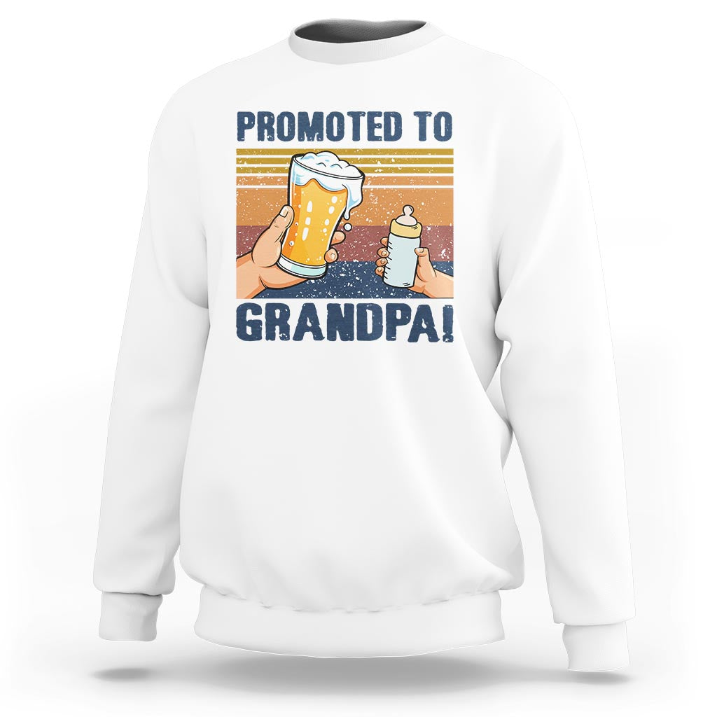 Promoted To Grandpa Sweatshirt Retro Vintage Beer Baby Milk Bottle Funny Father's Day - Wonder Print Shop