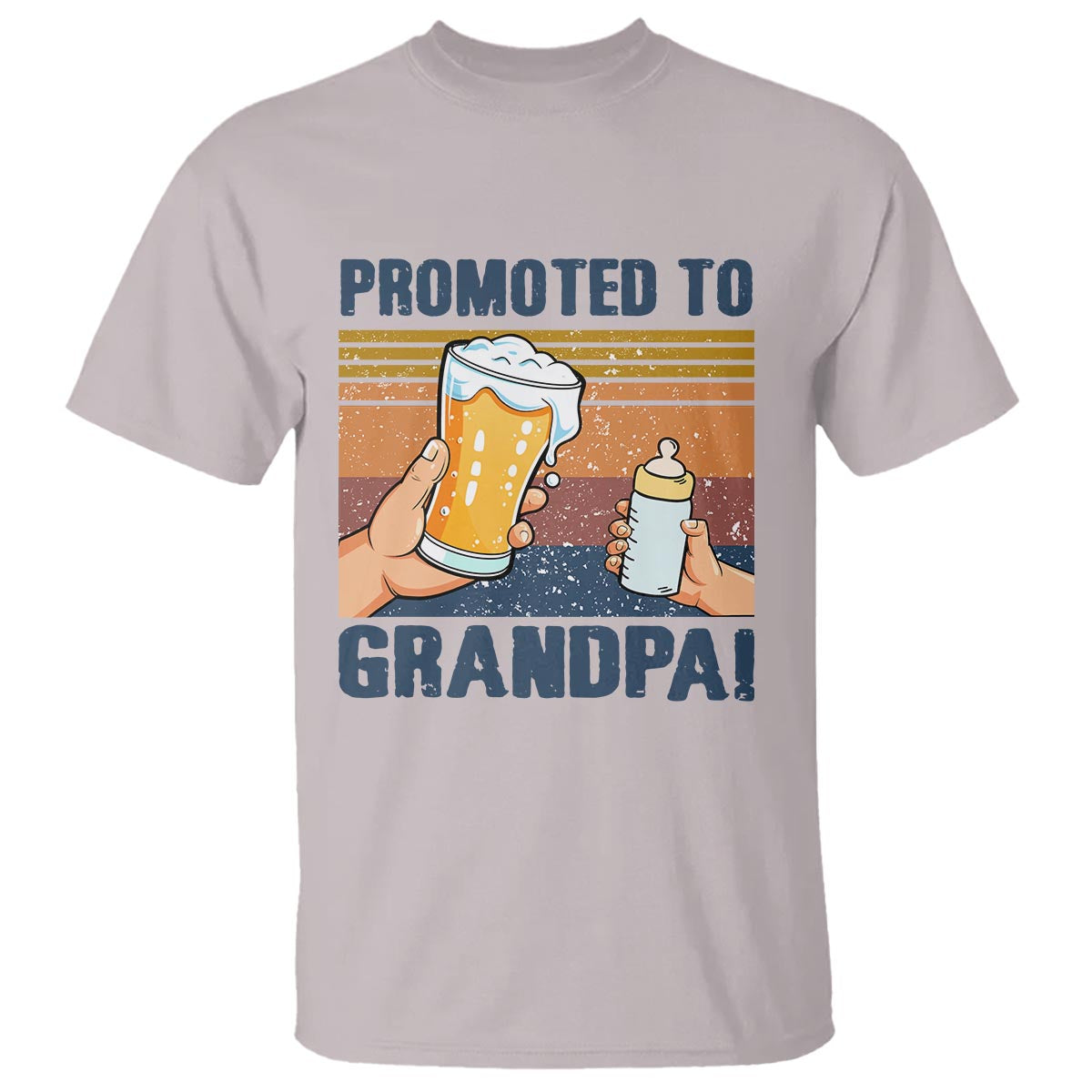 Promoted To Grandpa T Shirt Retro Vintage Beer Baby Milk Bottle Funny Father's Day - Wonder Print Shop